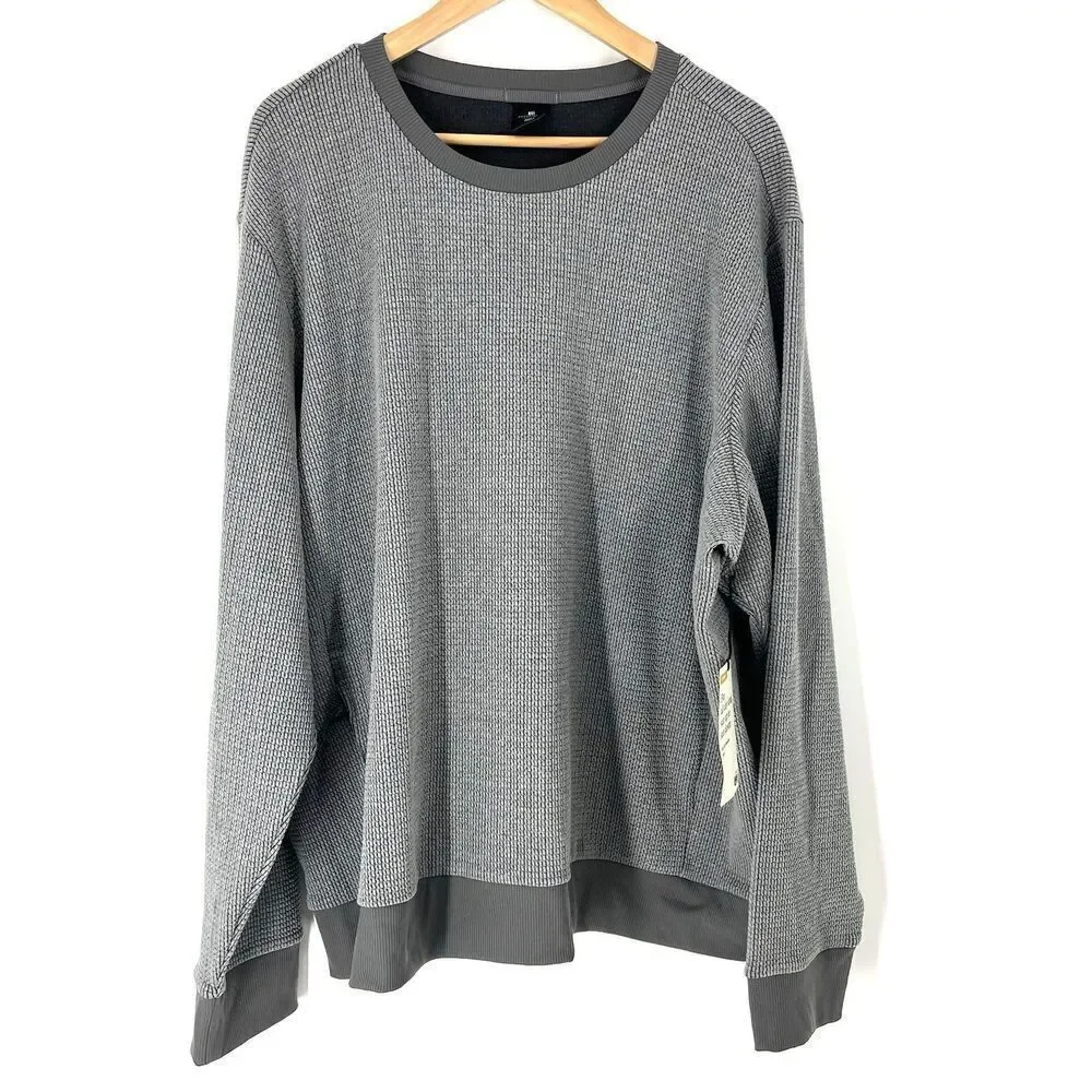 REI Co-op Sun Up Sweater Size XXL Mens Gray Waffle Knit Long Sleeve Pullover